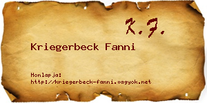 Kriegerbeck Fanni névjegykártya